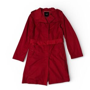 Talbots Double Breasted Red Women's Trench Coat - Size: 10